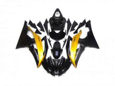 Black and Gold Gloss 2008-2016 Yamaha R6 Motorcycle Fairings