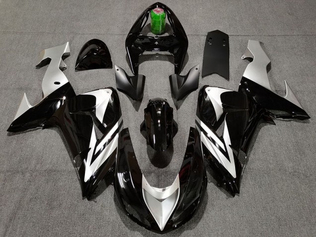 Black and Silver 2006-2007 Kawasaki ZX10R Motorcycle Fairings