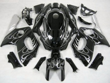 Black and Silver Flame 1998-2007 Yamaha YZF600 Motorcycle Fairings