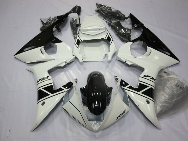 Black and white 2003-2005 Yamaha R6 Motorcycle Fairings