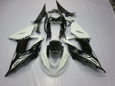 Black and White 2013-2018 Kawasaki ZX6R Motorcycle Fairings