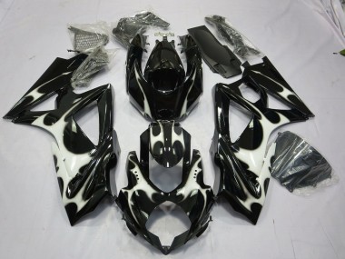 Black and White Design 2008-2010 Suzuki GSXR 600-750 Motorcycle Fairings