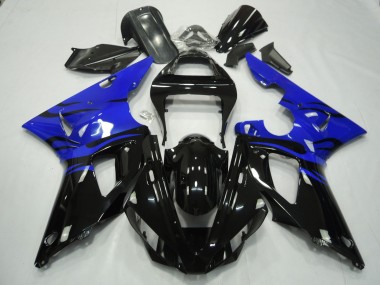 Black Flame & Blue 2000-2001 Yamaha R1 Motorcycle Fairings