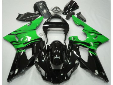 Black Flame & Green 2000-2001 Yamaha R1 Motorcycle Fairings