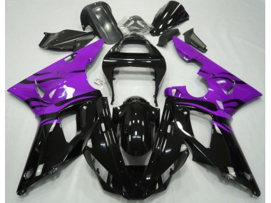 Black Flame & Purple 2000-2001 Yamaha R1 Motorcycle Fairings