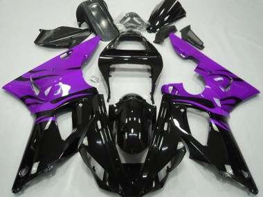 Black Flame & Purple 2000-2001 Yamaha R1 Motorcycle Fairings