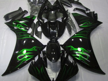 Black & Green Flame 2009-2012 Yamaha R1 Motorcycle Fairings