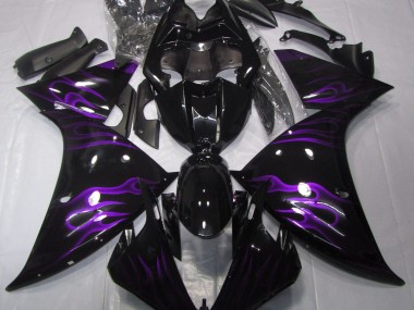 Black & Purple Flame 2009-2012 Yamaha R1 Motorcycle Fairings