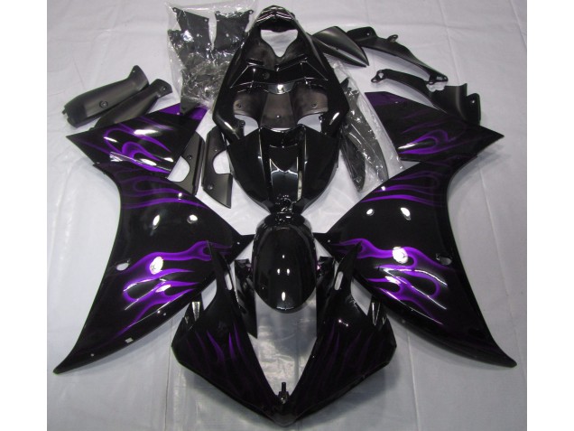 Black & Purple Flame 2009-2012 Yamaha R1 Motorcycle Fairings