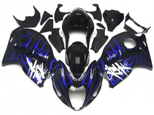 Black with Deep Blue flame 1997-2007 Suzuki GSXR 1300 Motorcycle Fairings