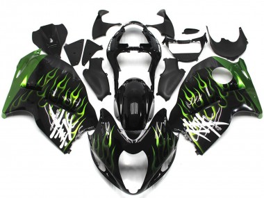 Black with Deep Green flame 1997-2007 Suzuki GSXR 1300 Motorcycle Fairings