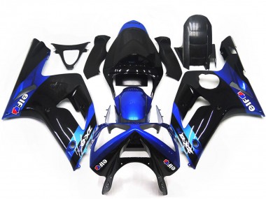 Blue and Black Gloss Elf 2003-2004 Kawasaki ZX6R Motorcycle Fairings