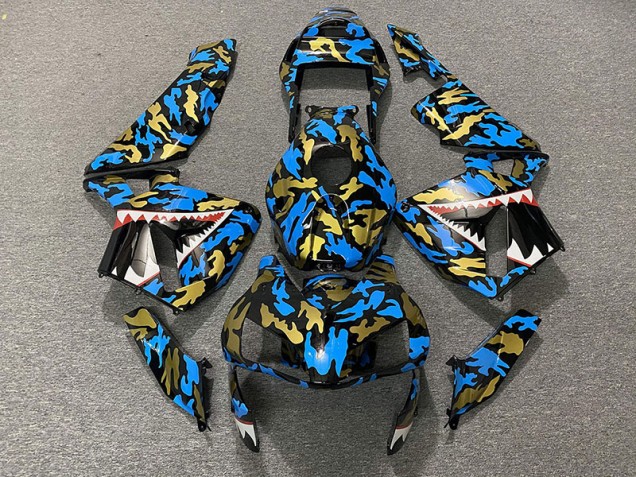 Blue and Gold Camo 2003-2004 Honda CBR600RR Motorcycle Fairings