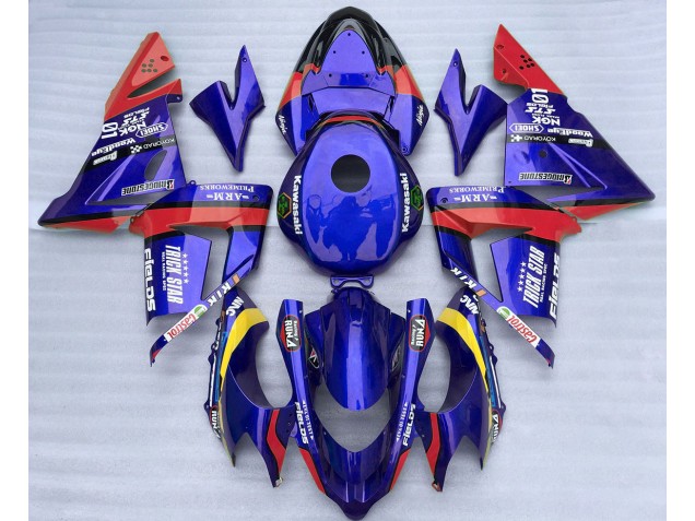 Blue and Red Trickstar 2004-2005 Kawasaki ZX10R Motorcycle Fairings