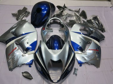 Blue and Silver 1997-2007 Suzuki GSXR 1300 Motorcycle Fairings