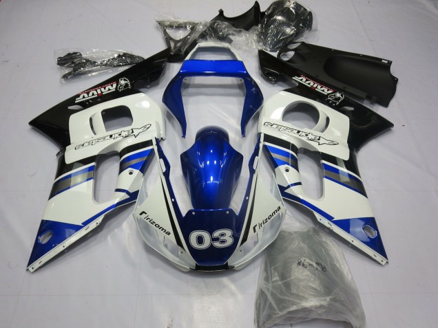 Blue and Silver 1998-2002 Yamaha R6 Motorcycle Fairings