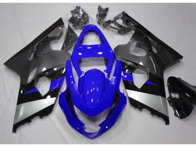 Blue and Silver 2004-2005 Suzuki GSXR 600-750 Motorcycle Fairings