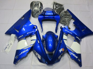 Blue and White 2000-2001 Yamaha R1 Motorcycle Fairings