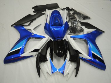 Blue and White 2006-2007 Suzuki GSXR 600-750 Motorcycle Fairings