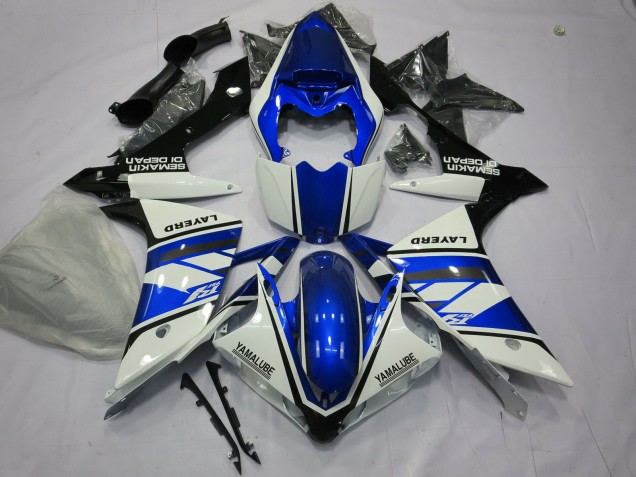 Blue and White 2007-2008 Yamaha R1 Motorcycle Fairings