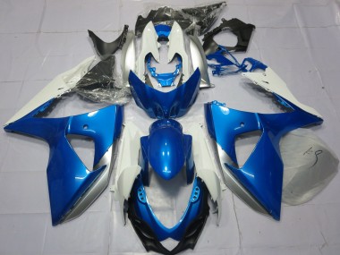 Blue and White 2009-2016 Suzuki GSXR 1000 Motorcycle Fairings