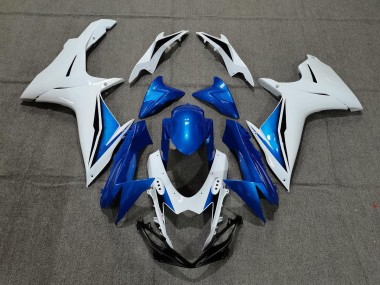 Blue and White 2011-2020 Suzuki GSXR 600-750 Motorcycle Fairings