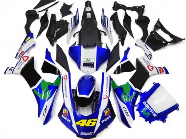 Blue and White 46 2015-2019 Yamaha R1 Motorcycle Fairings