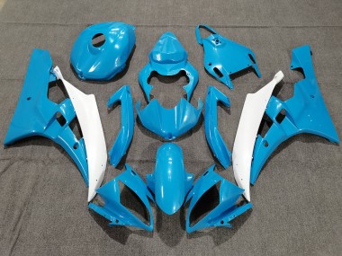 Blue and White with Pearl 2006-2007 Yamaha R6 Motorcycle Fairings