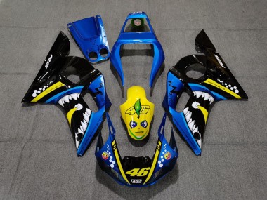 Blue and Yellow Shark 1998-2002 Yamaha R6 Motorcycle Fairings