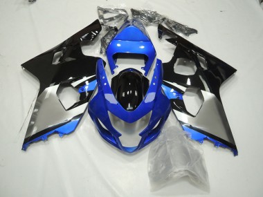 Blue Black and Silver 2004-2005 Suzuki GSXR 600-750 Motorcycle Fairings