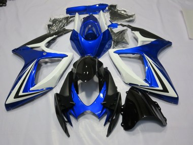 Blue Black and White 2006-2007 Suzuki GSXR 600-750 Motorcycle Fairings