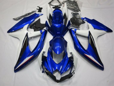 Blue Black and White 2008-2010 Suzuki GSXR 600-750 Motorcycle Fairings