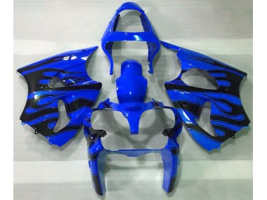 Blue & Black Flame 2000-2002 Kawasaki ZX6R Motorcycle Fairings