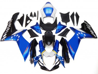 Blue Style With Red Stars 2011-2020 Suzuki GSXR 600-750 Motorcycle Fairings