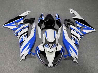 Blue White and Black Zag 2009-2012 Kawasaki ZX6R Motorcycle Fairings