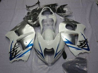 Blue White and Silver 1997-2007 Suzuki GSXR 1300 Motorcycle Fairings