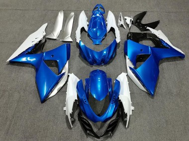 Blue White and Silver 2009-2016 Suzuki GSXR 1000 Motorcycle Fairings