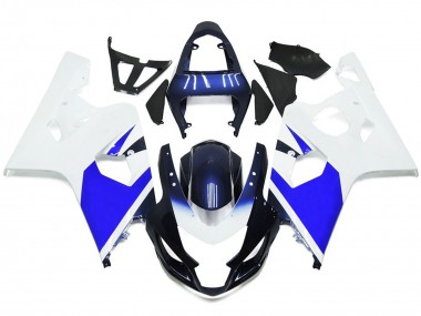 Bright White and Blue 2004-2005 Suzuki GSXR 600-750 Motorcycle Fairings