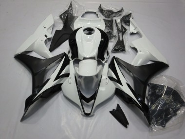 Clean Black and White 2007-2008 Honda CBR600RR Motorcycle Fairings