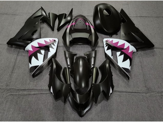 copy of Matte Black and Pink Shark 2004-2005 Kawasaki ZX10R Motorcycle Fairings