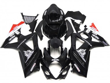 Custom Black with hint of white and red 2007-2008 Suzuki GSXR 1000 Motorcycle Fairings