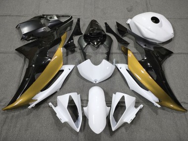 Custom Gold Black and White 2008-2016 Yamaha R6 Motorcycle Fairings