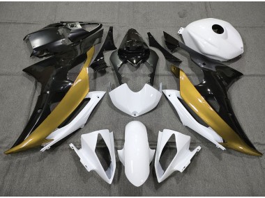 Custom Gold Black and White 2008-2016 Yamaha R6 Motorcycle Fairings