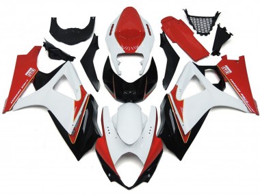 Custom Red and White with Black 2007-2008 Suzuki GSXR 1000 Motorcycle Fairings