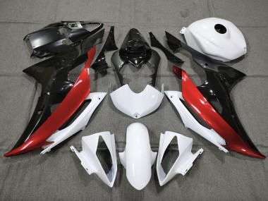 Custom Red Black and White 2008-2016 Yamaha R6 Motorcycle Fairings