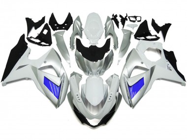 Custom Silver and White with Black 2009-2016 Suzuki GSXR 1000 Motorcycle Fairings