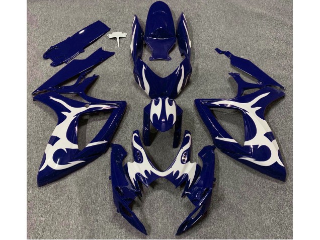 Dark Blue & White Design 2006-2007 Suzuki GSXR 600-750 Motorcycle Fairings