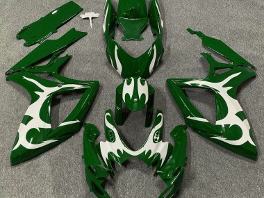 Dark Green & White 2006-2007 Suzuki GSXR 600-750 Motorcycle Fairings