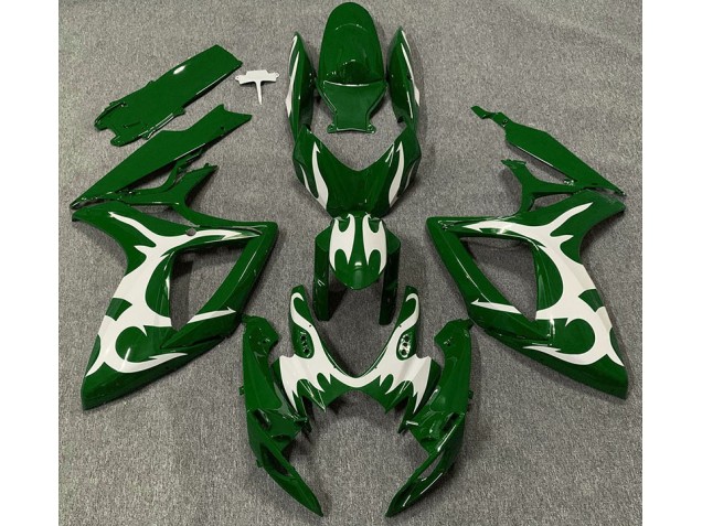 Dark Green & White 2006-2007 Suzuki GSXR 600-750 Motorcycle Fairings