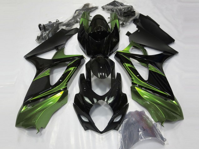 Electric Green and Gloss Black 2007-2008 Suzuki GSXR 1000 Motorcycle Fairings